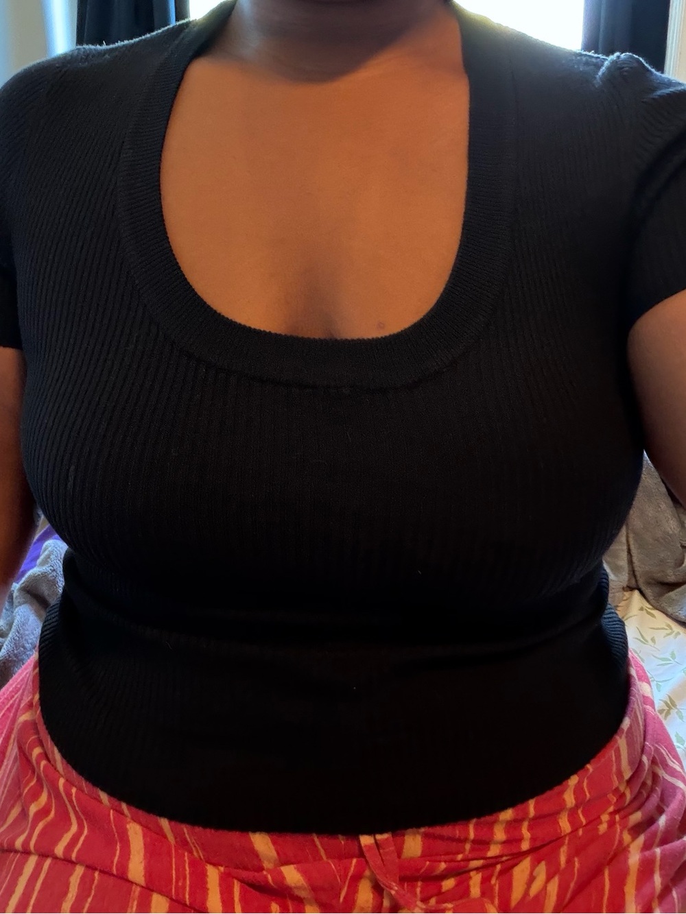 Forever 21 Black Ribbed Scoop Crop Top